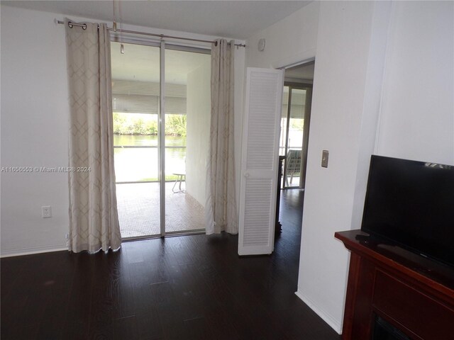 interior space with dark hardwood / wood-style flooring and a healthy amount of sunlight