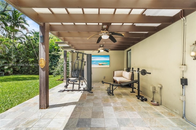 view of patio / terrace with ceiling fan