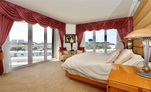 carpeted bedroom with access to outside