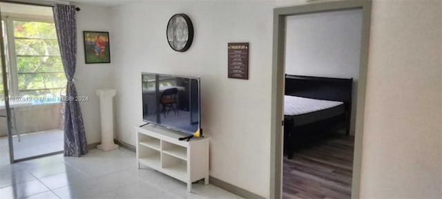 interior space featuring light tile patterned floors