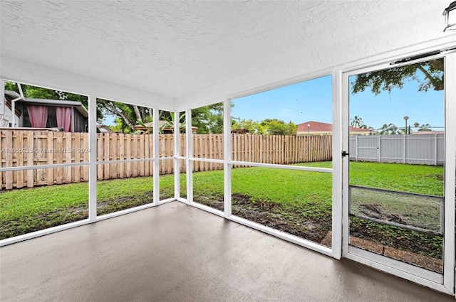 view of unfurnished sunroom