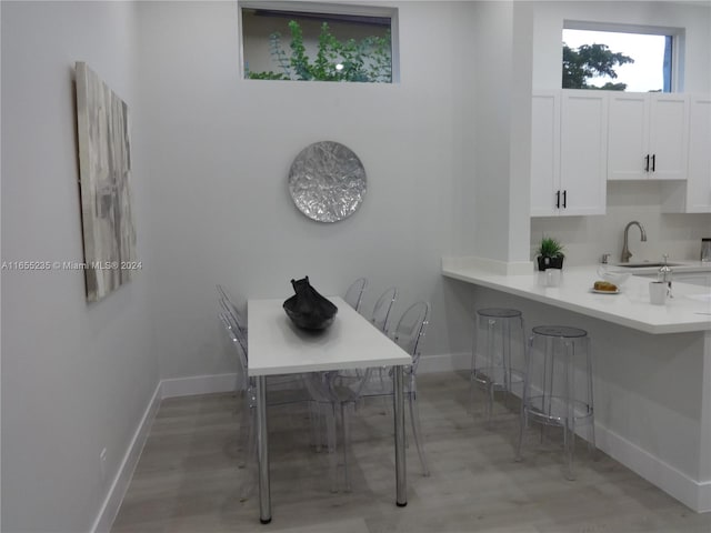 interior space with hardwood / wood-style floors and sink