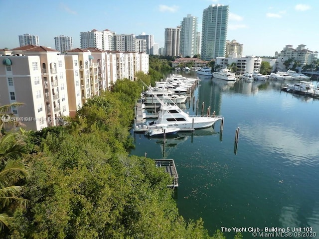 exterior space with a water view