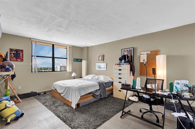 bedroom with a textured ceiling