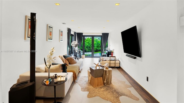 living room featuring wood-type flooring