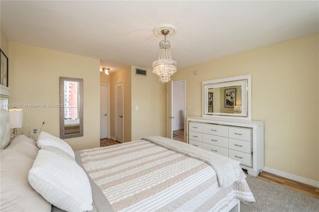 bedroom with light hardwood / wood-style flooring