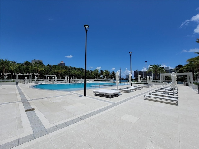 view of pool featuring a patio area