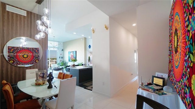 view of tiled dining room