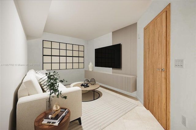 sitting room with tile patterned flooring