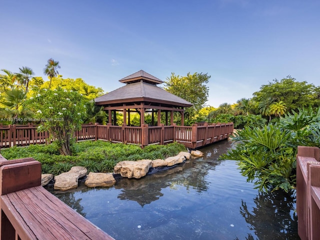 exterior space featuring a gazebo