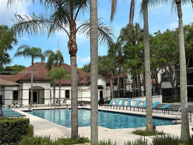 view of pool featuring a patio