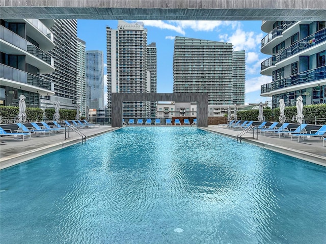 view of pool featuring a patio area