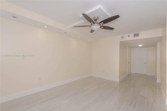 unfurnished room with ceiling fan