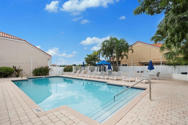 view of pool with a patio area