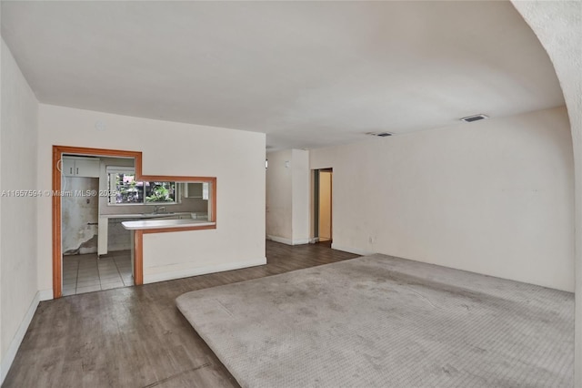 interior space featuring sink and hardwood / wood-style floors