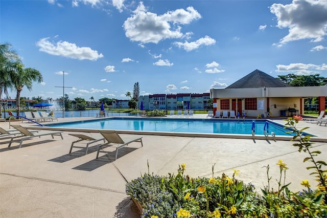 view of pool featuring a patio area