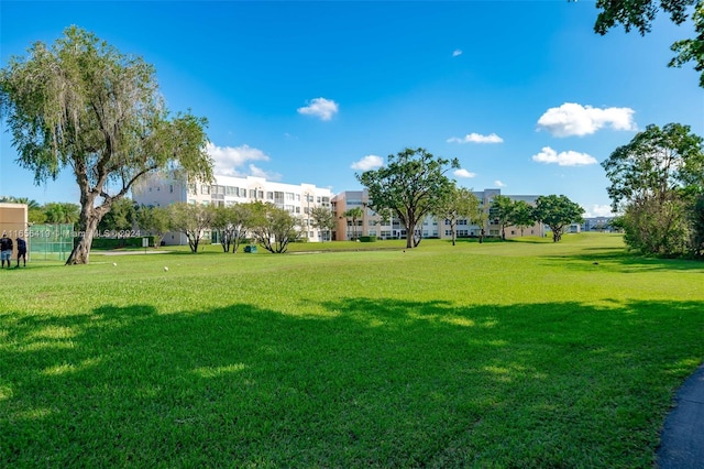 view of home's community with a lawn