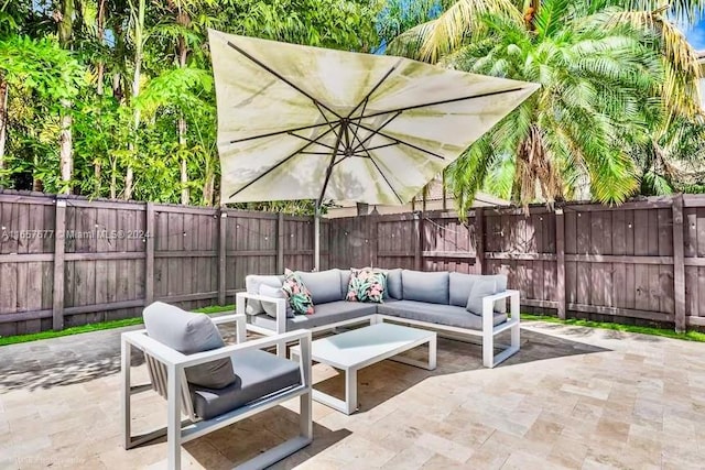 view of patio / terrace featuring an outdoor living space