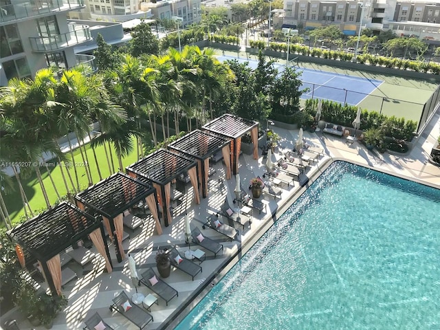 view of pool featuring a patio area