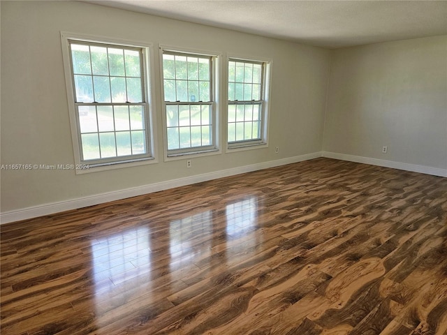 unfurnished room featuring dark wood-type flooring