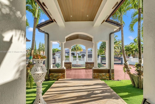 view of community with a patio