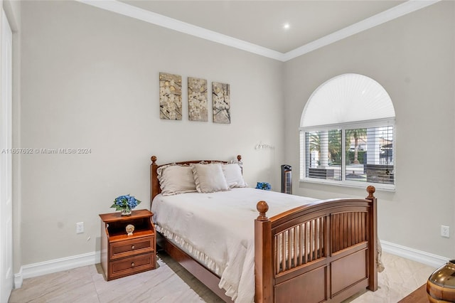 bedroom featuring ornamental molding