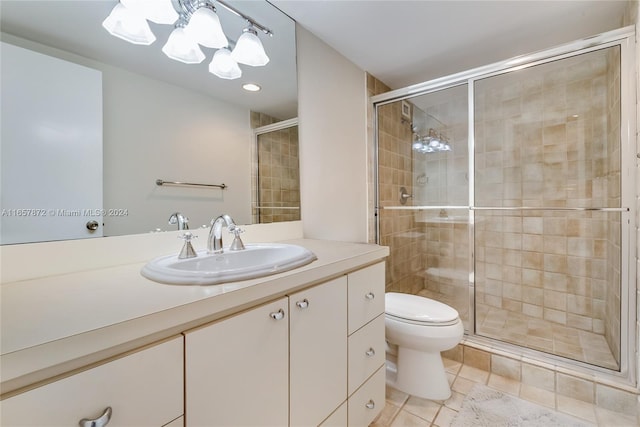 90 Edgewater Dr Unit 501, Coral Gables, FL 33133 - full bath with vanity, a shower stall, tile patterned flooring, and a chandelier