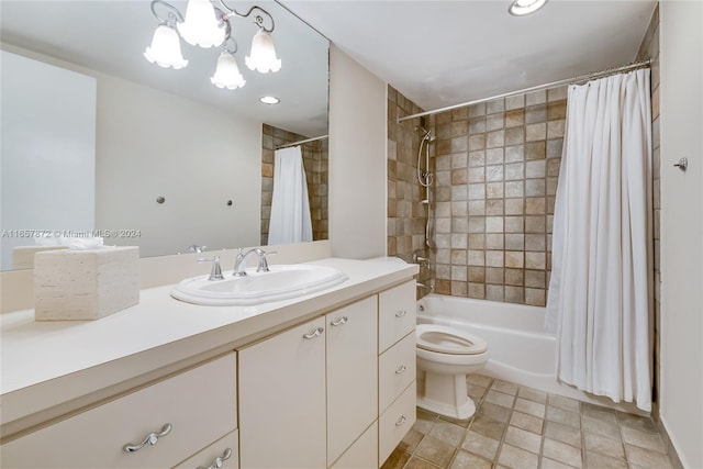 90 Edgewater Dr Unit 501, Coral Gables, FL 33133 - bathroom featuring vanity, shower / bath combo with shower curtain, a chandelier, and recessed lighting