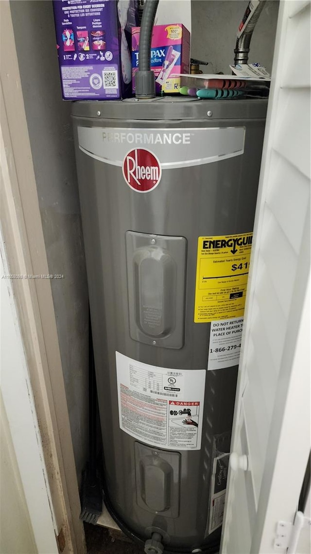 utility room featuring electric water heater