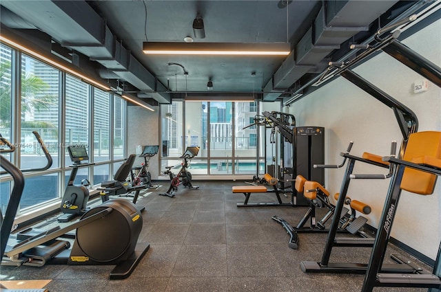 workout area with a wealth of natural light