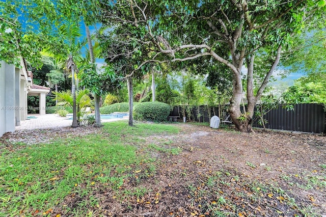 view of yard with a patio and a fenced backyard