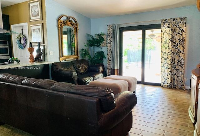 living room with light wood-type flooring