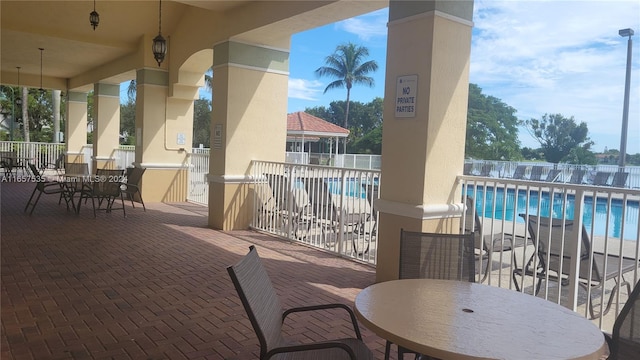 view of patio featuring a community pool