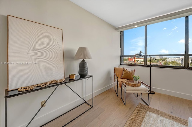 living area with light wood-type flooring