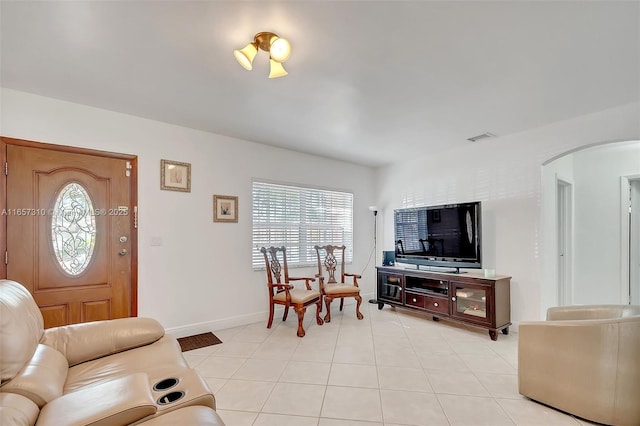 view of tiled living room