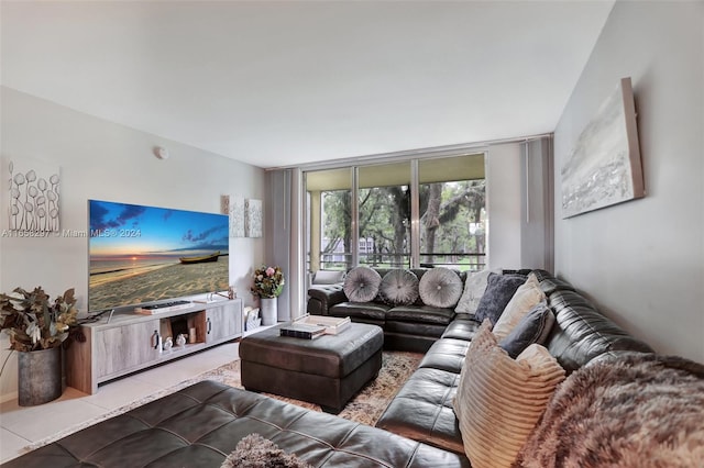 view of tiled living room