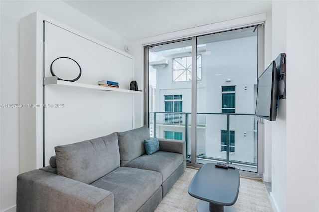 living room with expansive windows