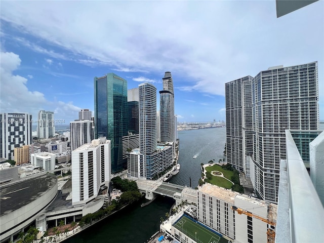 property's view of city with a water view