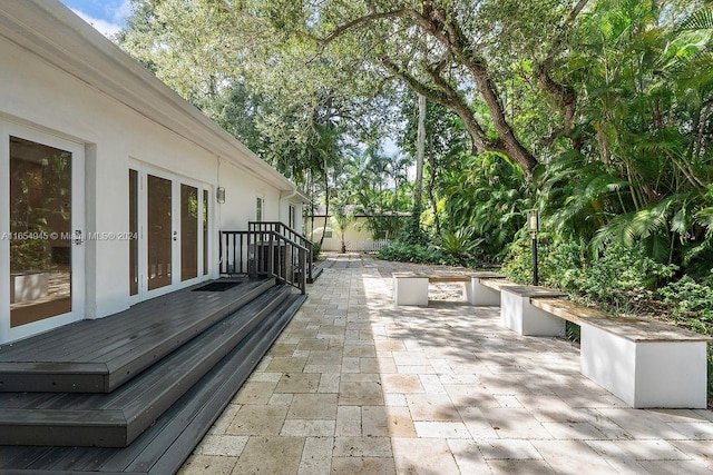 view of patio featuring french doors