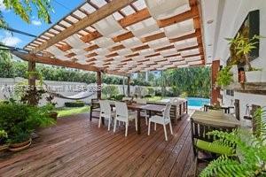 3551 E Glencoe St, Miami, FL 33133 - wooden deck with outdoor dining area