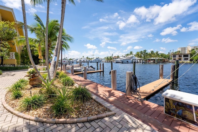 dock area featuring a water view