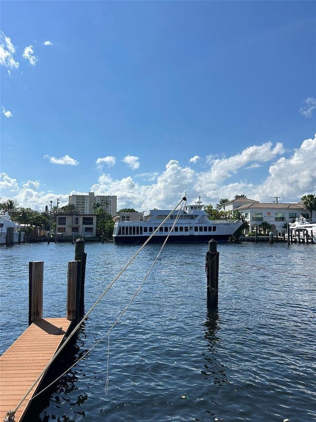 dock area featuring a water view