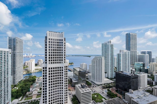 property's view of city with a water view