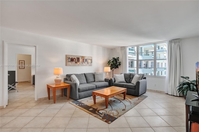 view of tiled living room