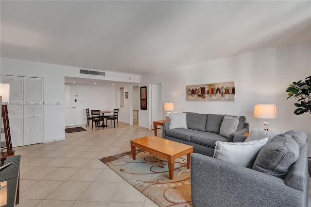 view of tiled living room