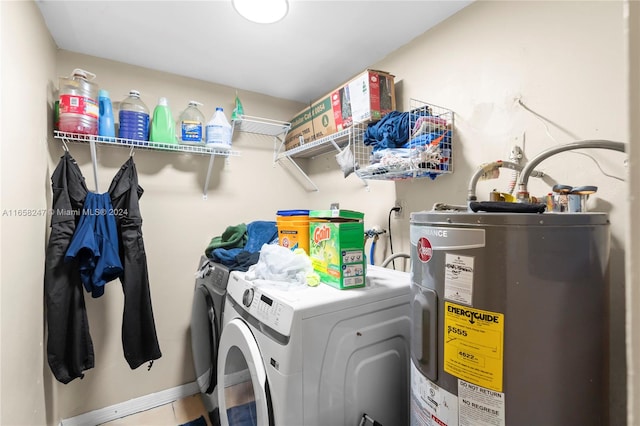 laundry room with independent washer and dryer and electric water heater