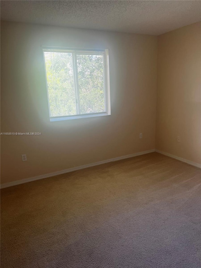 carpeted spare room featuring a textured ceiling