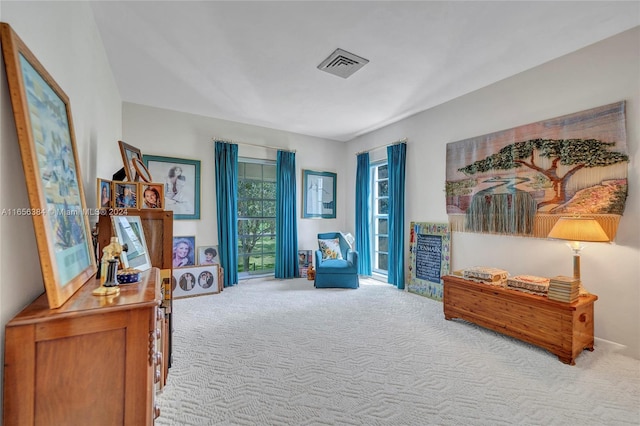 sitting room with carpet flooring