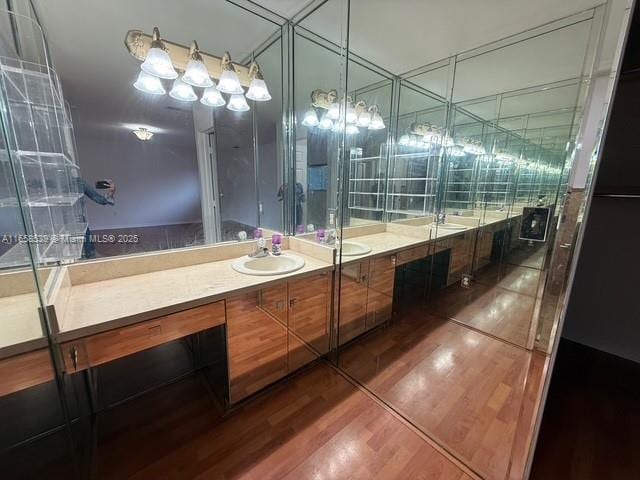 bathroom featuring sink and hardwood / wood-style flooring