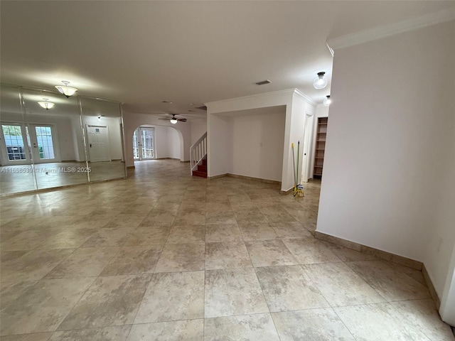 unfurnished room with ornamental molding